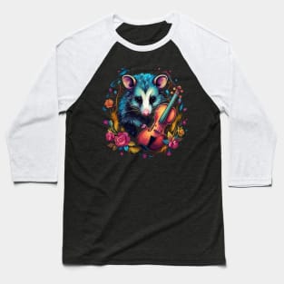 Opossum Playing Violin Baseball T-Shirt